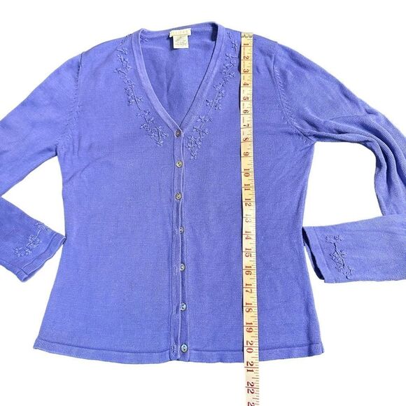 V neck silk knitted Lilac cardigan size Small Cullen brand w embroidery detail - Picture 7 of 9